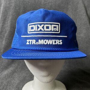 Vintage SnapBack Mesh Trucker Hat Dixon Mowers Blue Adjustable Rope Cap USA